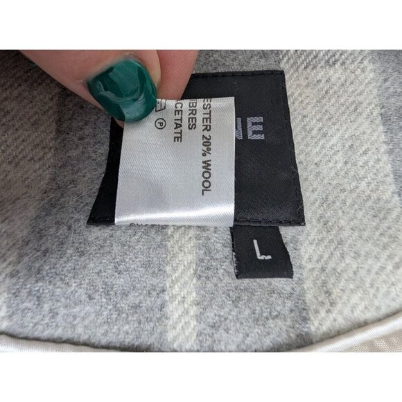 Helene London women's size Large plaid wool blend jacket with fringe neutral - Picture 6 of 11